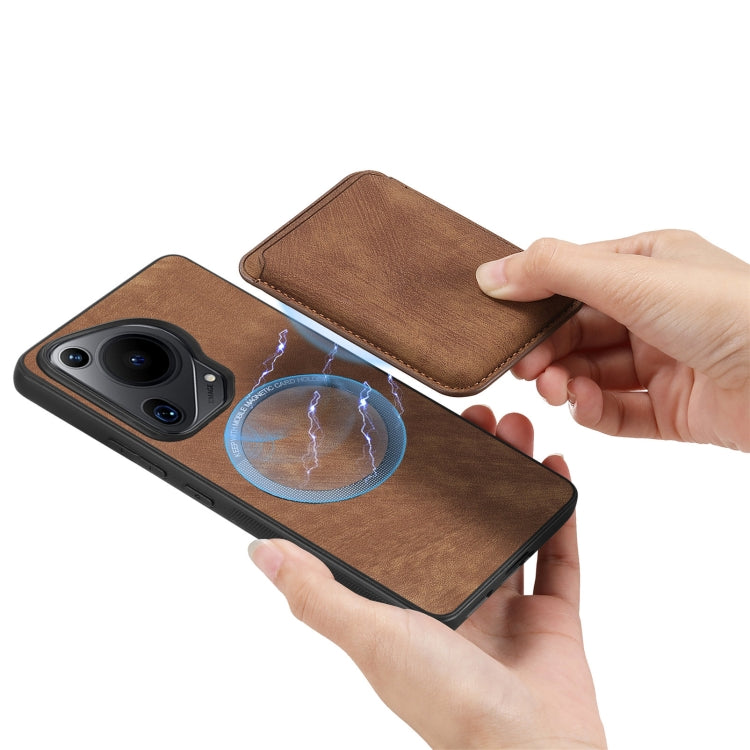 For Huawei Pura 70 Retro Leather Card Bag Magnetic Phone Case(Brown)