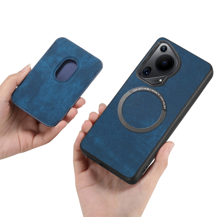 For Huawei Pura 70 Retro Leather Card Bag Magnetic Phone Case(Blue)