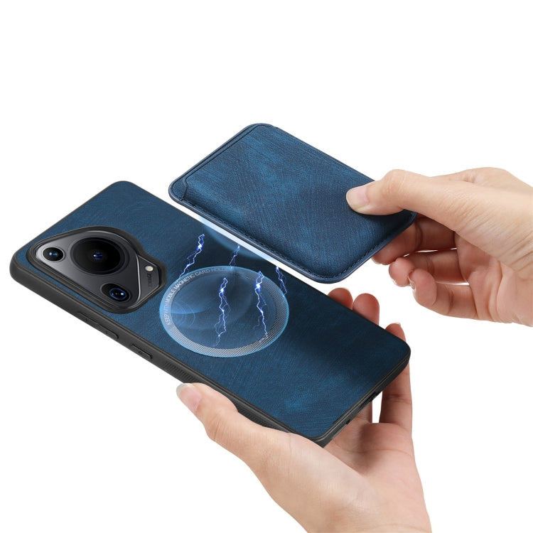For Huawei Pura 70 Retro Leather Card Bag Magnetic Phone Case(Blue)