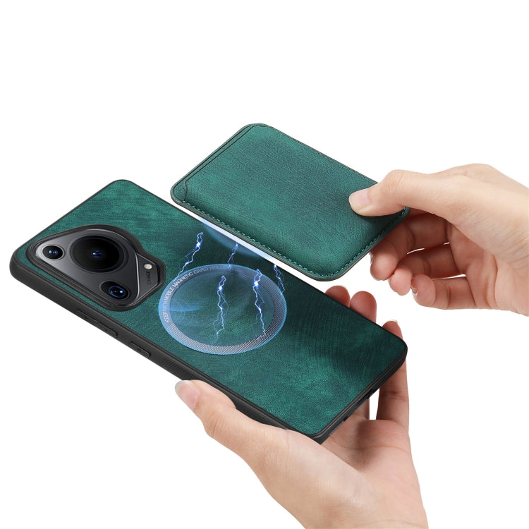 For Huawei Pura 70 Retro Leather Card Bag Magnetic Phone Case(Green)