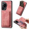 For Huawei Pura 70 Retro Leather Card Bag Magnetic Phone Case(Pink) - free shipping - PMC Jewellery - Order now!