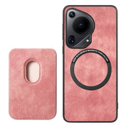 For Huawei Pura 70 Retro Leather Card Bag Magnetic Phone Case(Pink)