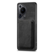 For Huawei Pura 70 Retro Leather Card Bag Magnetic Phone Case(Black)