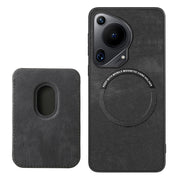 For Huawei Pura 70 Retro Leather Card Bag Magnetic Phone Case(Black)