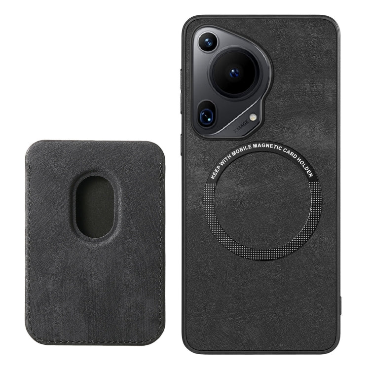 For Huawei Pura 70 Retro Leather Card Bag Magnetic Phone Case(Black)