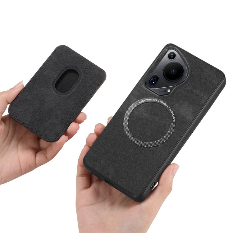 For Huawei Pura 70 Retro Leather Card Bag Magnetic Phone Case(Black)