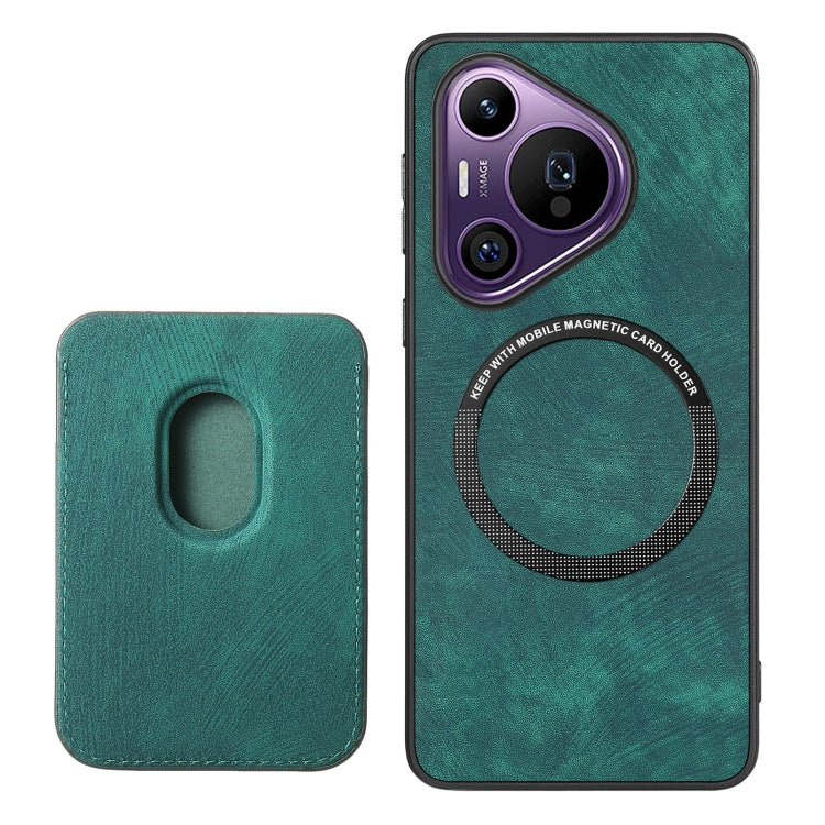 For Huawei Pura 70 Pro Retro Leather Card Bag Magnetic Phone Case(Green)