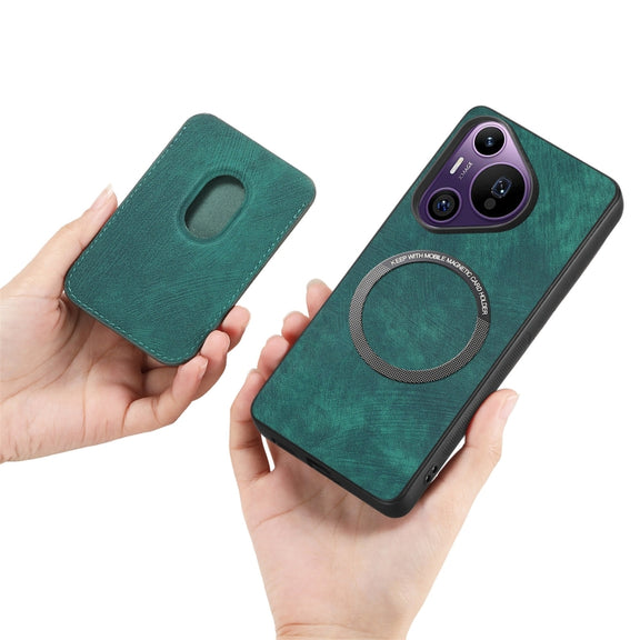 For Huawei Pura 70 Pro Retro Leather Card Bag Magnetic Phone Case(Green)