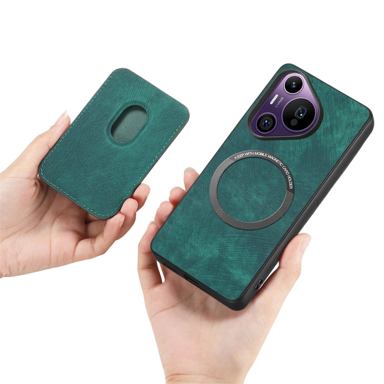 For Huawei Pura 70 Pro Retro Leather Card Bag Magnetic Phone Case(Green)