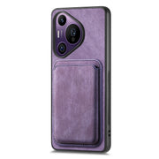 For Huawei Pura 70 Pro Retro Leather Card Bag Magnetic Phone Case(Purple)