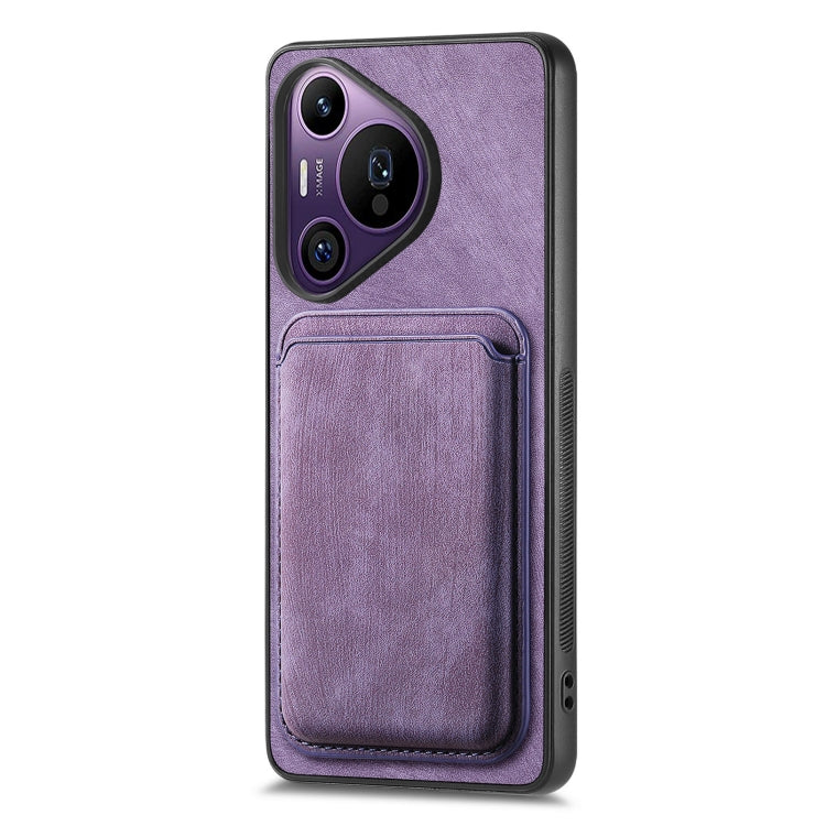 For Huawei Pura 70 Pro Retro Leather Card Bag Magnetic Phone Case(Purple)