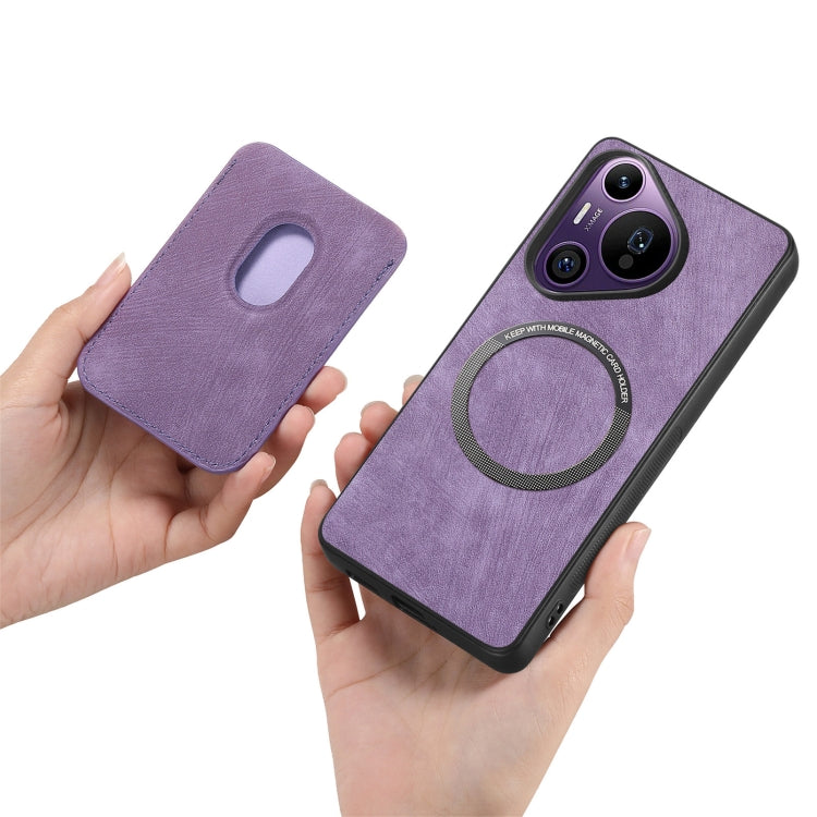 For Huawei Pura 70 Pro Retro Leather Card Bag Magnetic Phone Case(Purple)