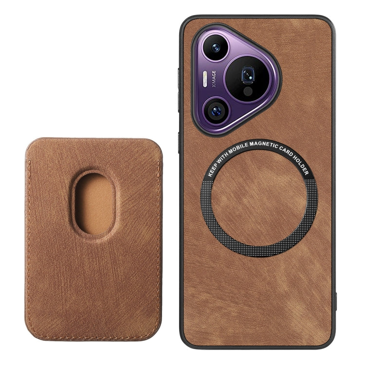 For Huawei Pura 70 Pro+ Retro Leather Card Bag Magnetic Phone Case(Brown)
