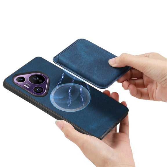 For Huawei Pura 70 Pro+ Retro Leather Card Bag Magnetic Phone Case(Blue)