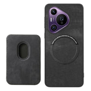 For Huawei Pura 70 Pro+ Retro Leather Card Bag Magnetic Phone Case(Black)