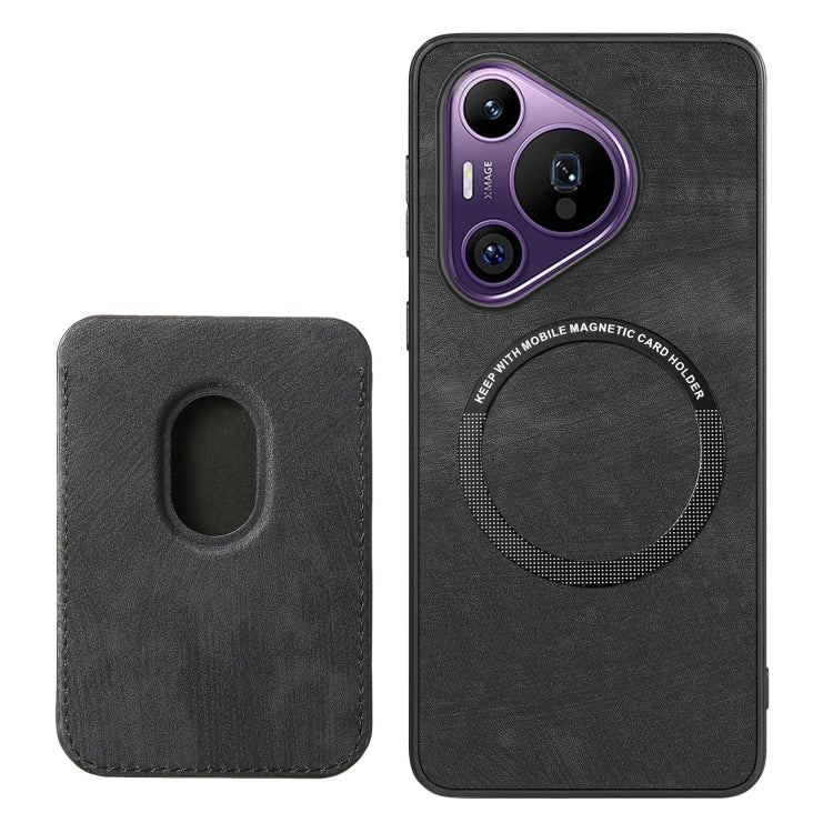 For Huawei Pura 70 Pro+ Retro Leather Card Bag Magnetic Phone Case(Black)