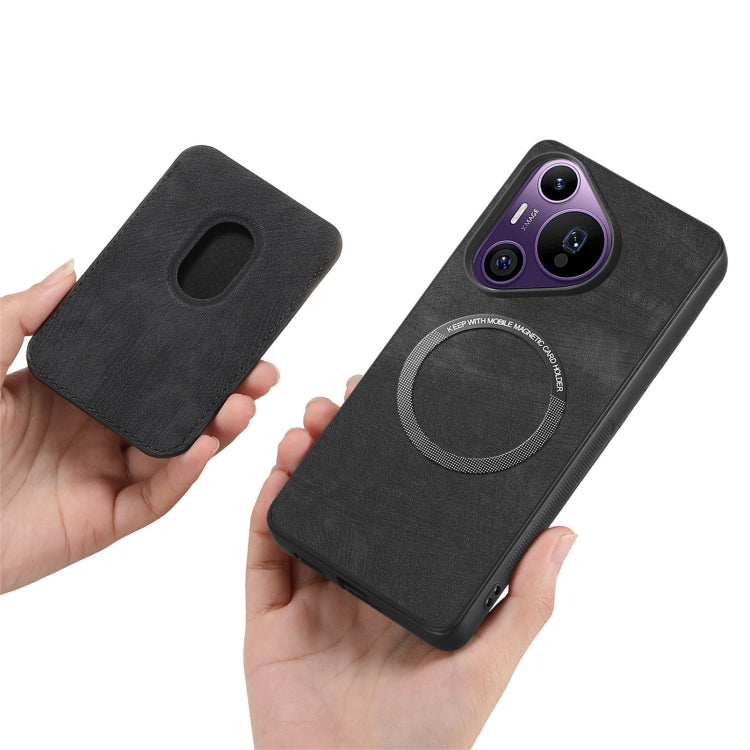 For Huawei Pura 70 Pro+ Retro Leather Card Bag Magnetic Phone Case(Black)
