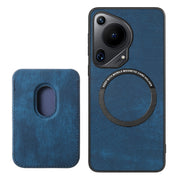 For Huawei Pura 70 Ultra Retro Leather Card Bag Magnetic Phone Case(Blue)