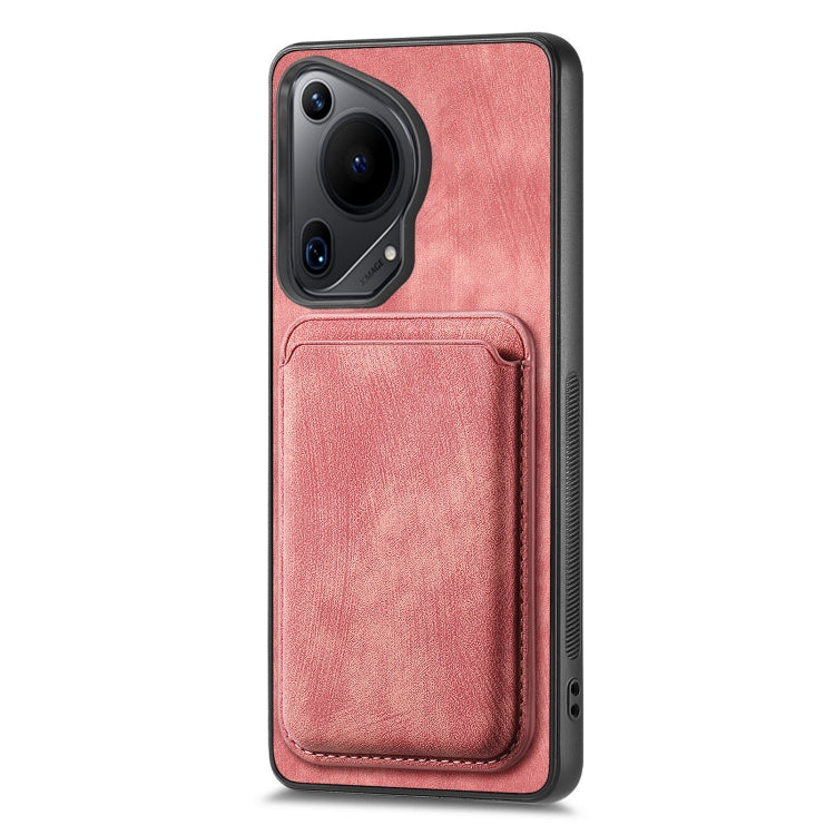 For Huawei Pura 70 Ultra Retro Leather Card Bag Magnetic Phone Case(Pink)