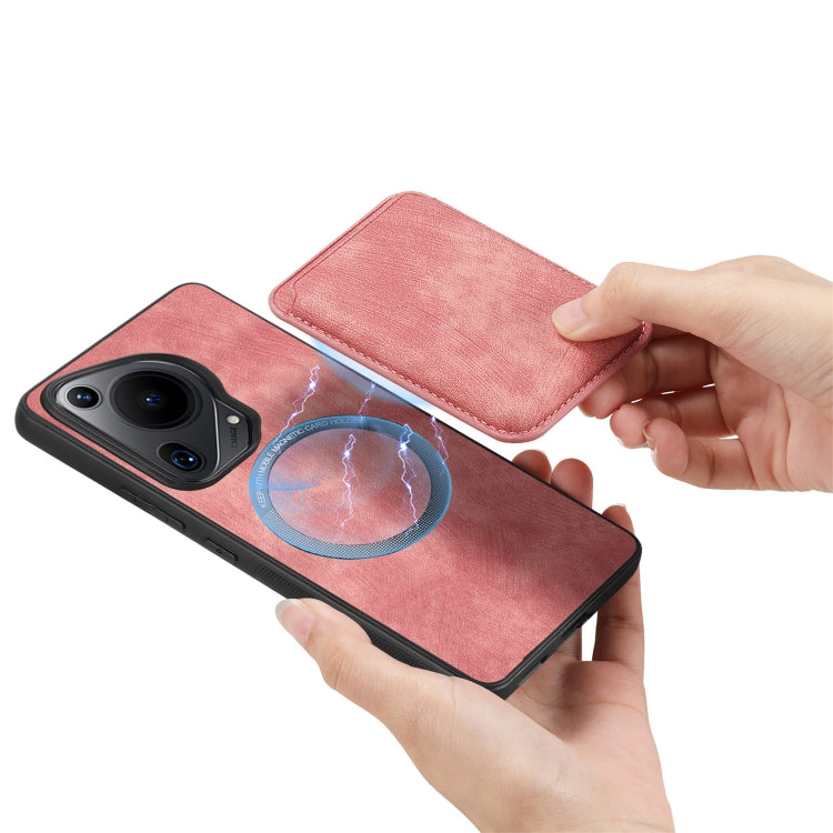 For Huawei Pura 70 Ultra Retro Leather Card Bag Magnetic Phone Case(Pink)