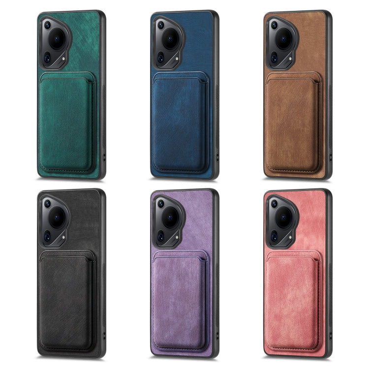 For Huawei Pura 70 Retro Leather Card Bag Magnetic Phone Case(Black)