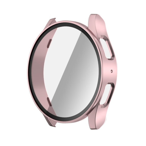For Samsun Galaxy Watch 7 40mm PC + Tempered Film Integrated Watch Protective Case(Rose Gold)