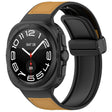 For Samsung Galaxy Watch Ultra 47mm Magnetic Folding Buckle Silicone Leather Watch Band(Light Brown) - Watch Bands by PMC TechLife | Online Shopping South Africa | PMC TechLife | Buy Now Pay Later Mobicred