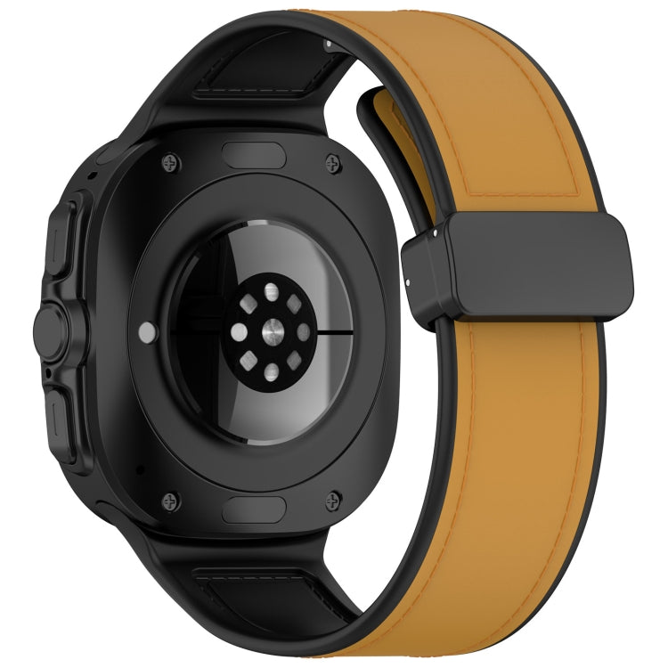 For Samsung Galaxy Watch Ultra 47mm Magnetic Folding Buckle Silicone Leather Watch Band(Light Brown)