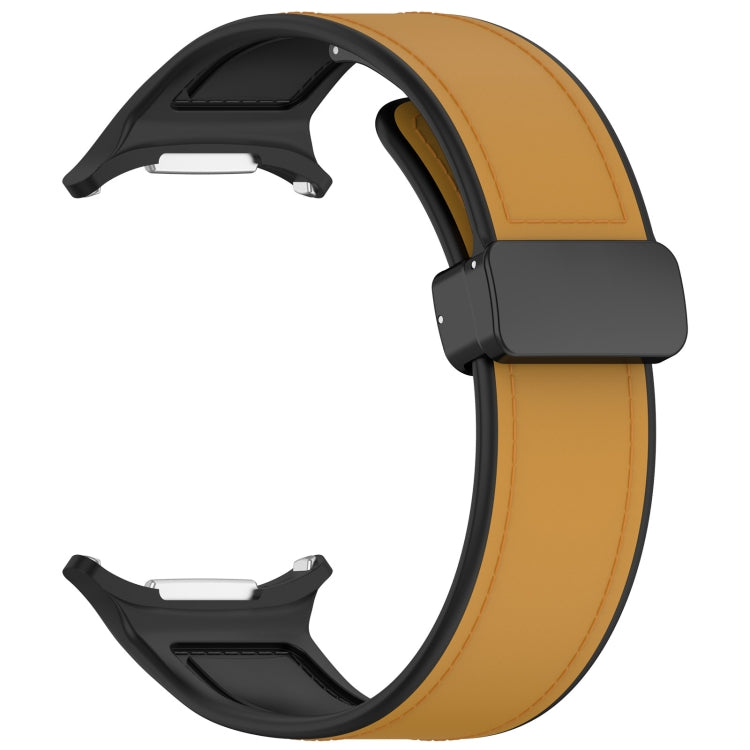 For Samsung Galaxy Watch Ultra 47mm Magnetic Folding Buckle Silicone Leather Watch Band(Light Brown)