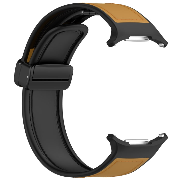 For Samsung Galaxy Watch Ultra 47mm Magnetic Folding Buckle Silicone Leather Watch Band(Light Brown)