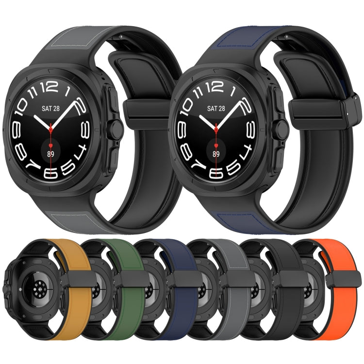 For Samsung Galaxy Watch Ultra 47mm Magnetic Folding Buckle Silicone Leather Watch Band(Black)