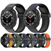 For Samsung Galaxy Watch Ultra 47mm Magnetic Folding Buckle Silicone Leather Watch Band(Gray)