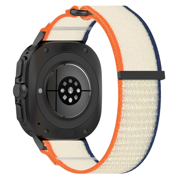 For Samsung Galaxy Watch Ultra 47mm Hook and Loop Fastener Loop Nylon Watch Band(Orange+Beige)