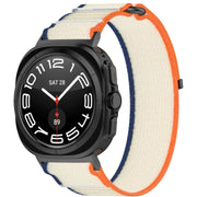 For Samsung Galaxy Watch Ultra 47mm Hook and Loop Fastener Loop Nylon Watch Band(Orange+Beige)