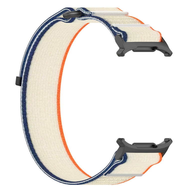 For Samsung Galaxy Watch Ultra 47mm Hook and Loop Fastener Loop Nylon Watch Band(Orange+Beige)