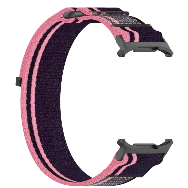 For Samsung Galaxy Watch Ultra 47mm Hook and Loop Fastener Loop Nylon Watch Band(Pink+Purple)