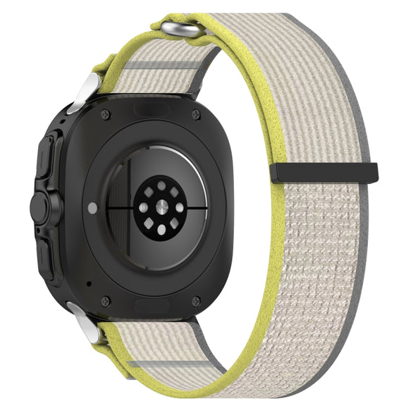 For Samsung Galaxy Watch Ultra 47mm Hook and Loop Fastener Loop Nylon Watch Band(Yellow+Gray)