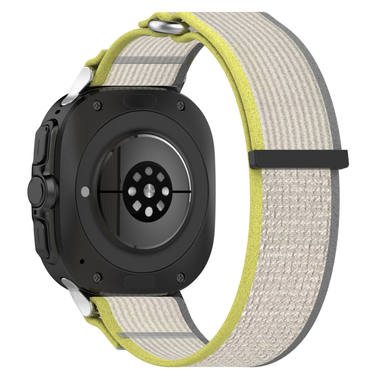 For Samsung Galaxy Watch Ultra 47mm Hook and Loop Fastener Loop Nylon Watch Band(Yellow+Gray)