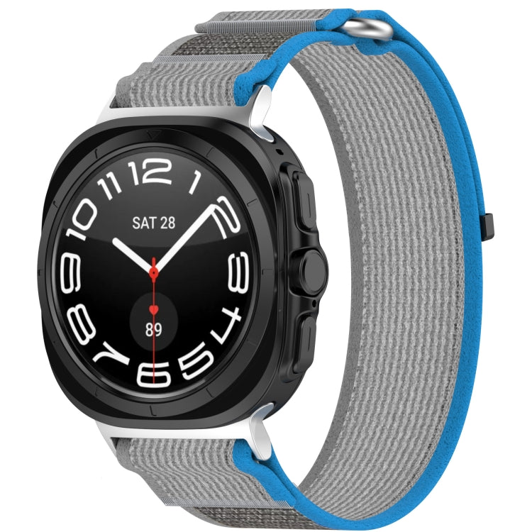 For Samsung Galaxy Watch Ultra 47mm Hook and Loop Fastener Loop Nylon Watch Band(Blue+Gray)