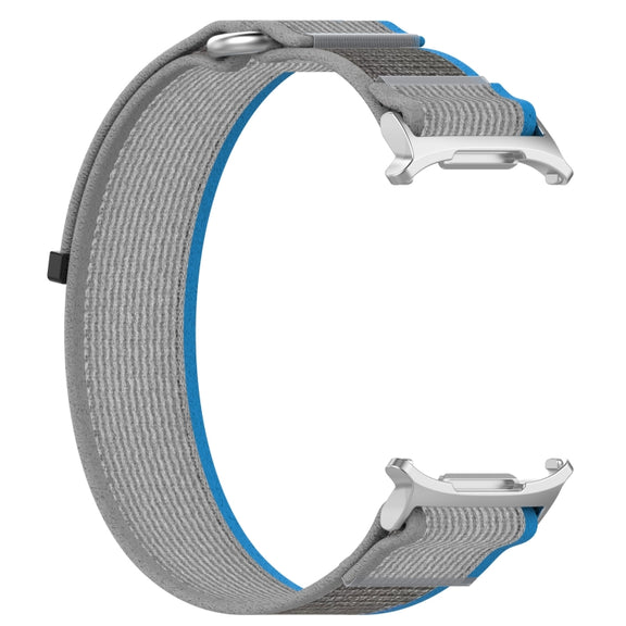For Samsung Galaxy Watch Ultra 47mm Hook and Loop Fastener Loop Nylon Watch Band(Blue+Gray)