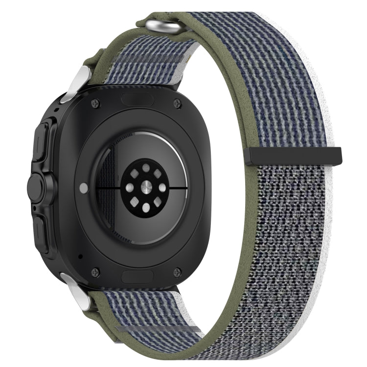 For Samsung Galaxy Watch Ultra 47mm Hook and Loop Fastener Loop Nylon Watch Band(Green+Grey)