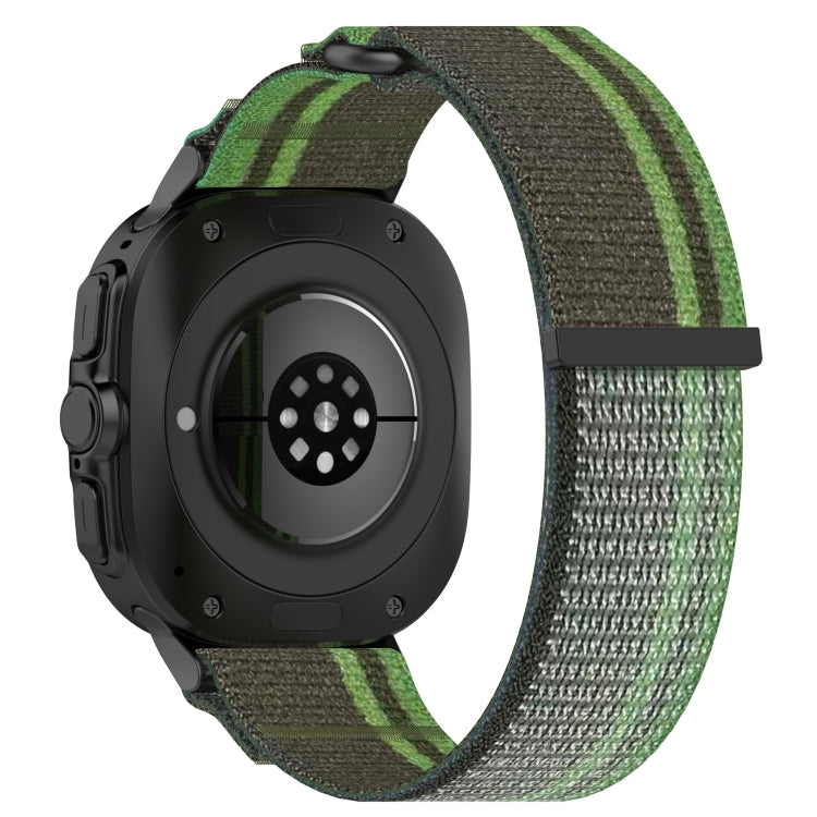 For Samsung Galaxy Watch Ultra 47mm Hook and Loop Fastener Loop Nylon Watch Band(Dark Green)