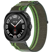 For Samsung Galaxy Watch Ultra 47mm Hook and Loop Fastener Loop Nylon Watch Band(Dark Green)