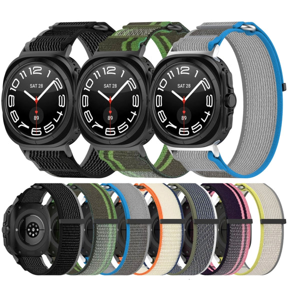 For Samsung Galaxy Watch Ultra 47mm Hook and Loop Fastener Loop Nylon Watch Band(Orange+Beige)