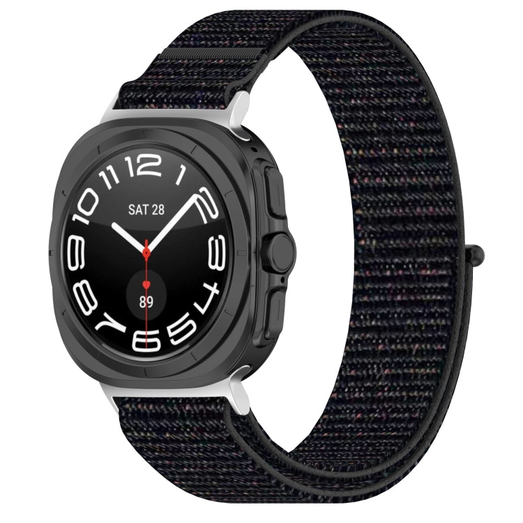 For Samsung Galaxy Watch Ultra 47mm Loop Nylon Hook and Loop Fastener Watch Band(Black)
