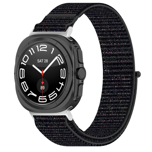 For Samsung Galaxy Watch Ultra 47mm Loop Nylon Hook and Loop Fastener Watch Band(Black)