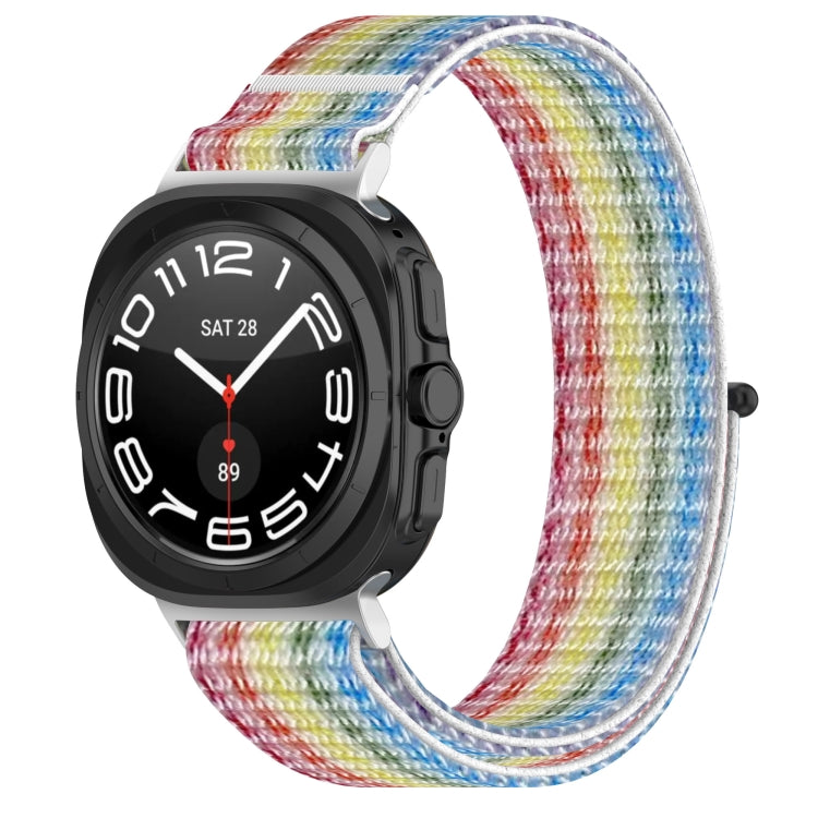 For Samsung Galaxy Watch Ultra 47mm Loop Nylon Hook and Loop Fastener Watch Band(Rainbow)