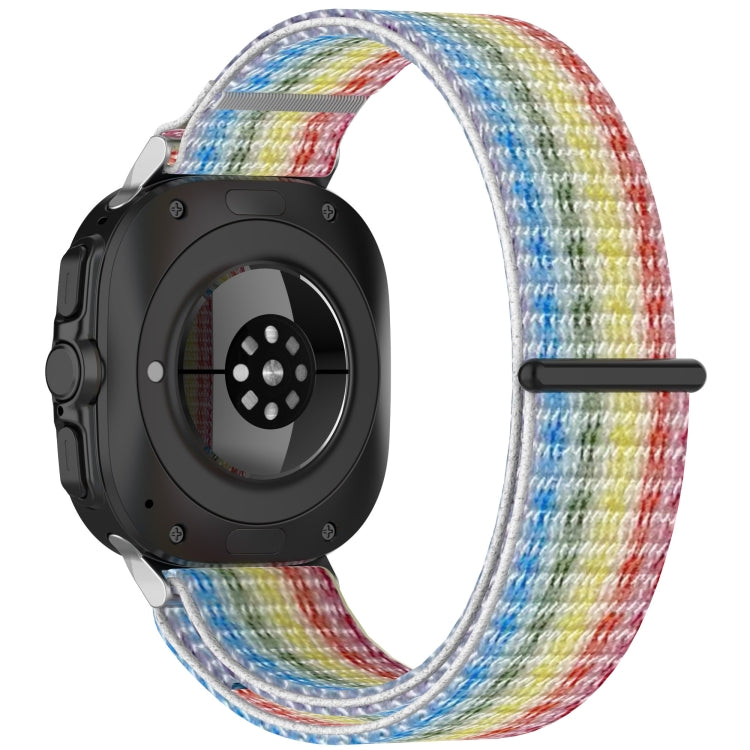For Samsung Galaxy Watch Ultra 47mm Loop Nylon Hook and Loop Fastener Watch Band(Rainbow)