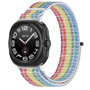 For Samsung Galaxy Watch Ultra 47mm Loop Nylon Hook and Loop Fastener Watch Band(Rainbow)