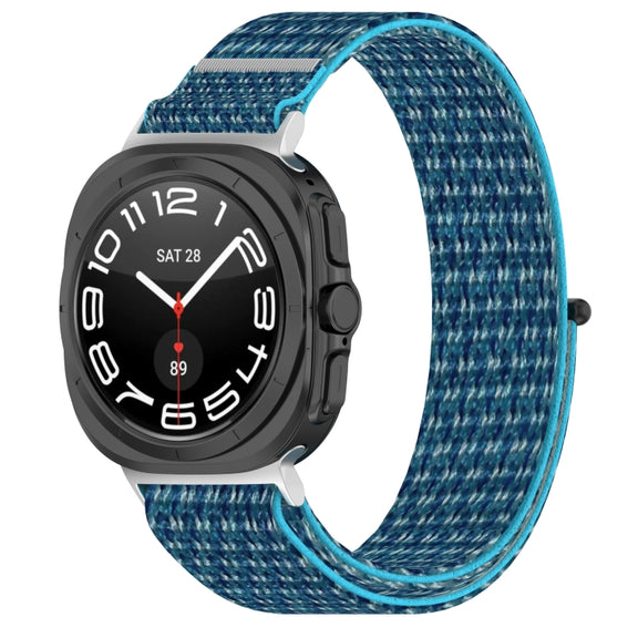 For Samsung Galaxy Watch Ultra 47mm Loop Nylon Hook and Loop Fastener Watch Band(Sea Blue)